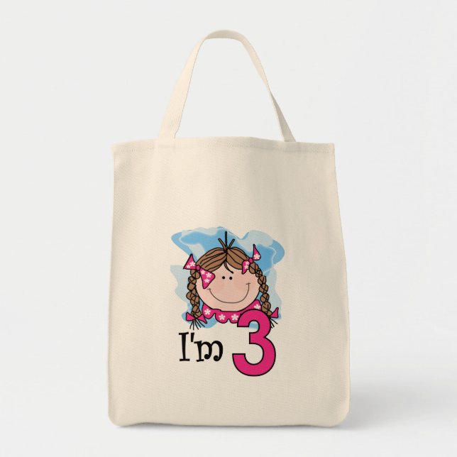 Tote Bag Fille de brune j'ai trois ans (Devant)