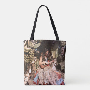 Tote Bag Fille de danse polynésienne hawaïenne vintage de