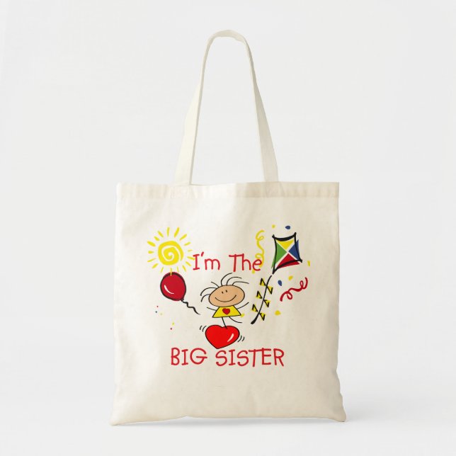 Tote Bag Fille de grande soeur de Fiigure de bâton (Devant)