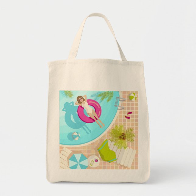 Tote Bag Fille de piscine en bikini plage d'été (Devant)