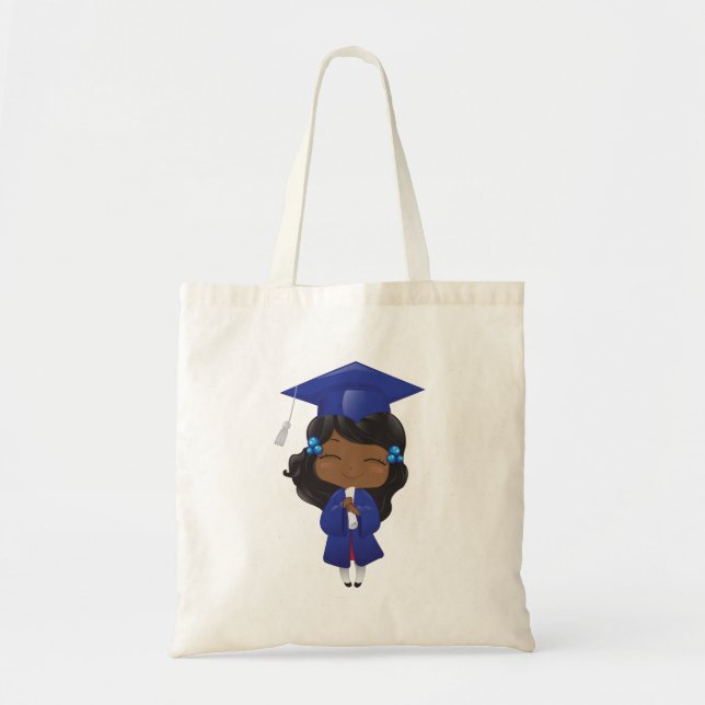 Tote Bag Fille d'obtention du diplôme dans le bleu (Devant)