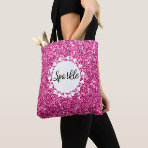 Tote Bag Fille et Glam Parties scintillant rose chaud Écla