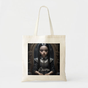 Tote Bag Fille gothique personnalisée Art d'IA Halloween ha