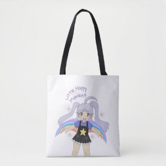 Tote Bag Fille Heureuse Illustration Dessinée à la Main – P