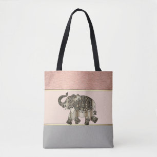 Tote Bag Fille moderne rayée, Eléphant