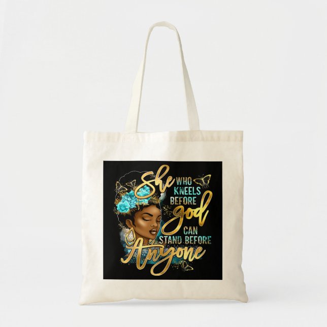 Tote Bag Fille Noire Elle Qui S'Agenouille Devant Dieu Chri (Devant)