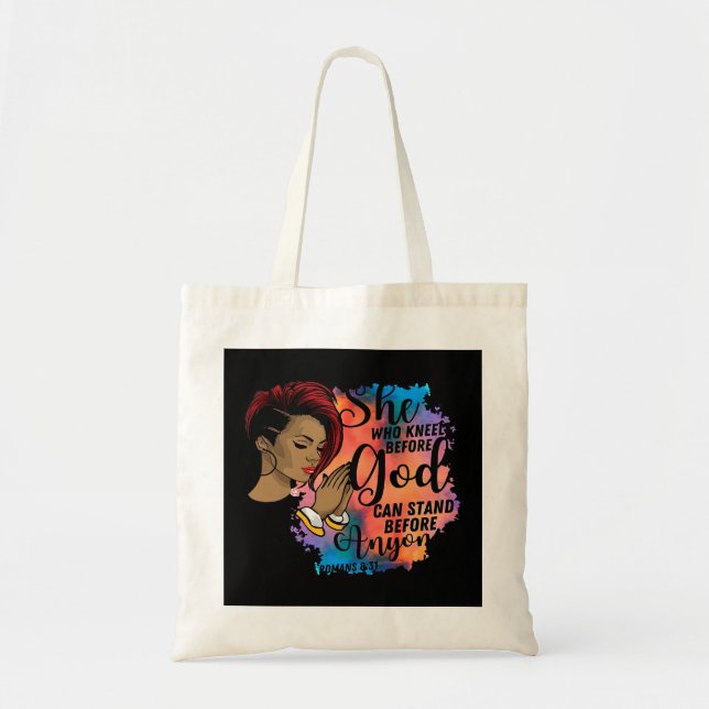 Tote Bag Fille Noire Elle Qui S'Agenouille Devant Dieu Chri (Devant)