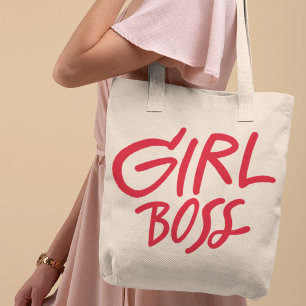 Tote Bag Fille Patronne Typographie Gras Rouge Écriture Fém