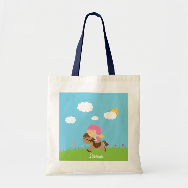 Tote Bag Fille personnalisée de cavalier de cheval de (Devant)