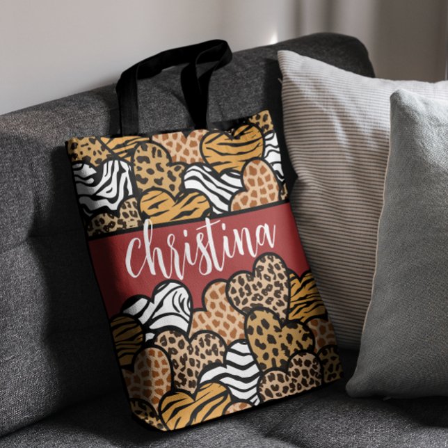 Tote Bag Fille Rouge Joueuse Coeurs Posters de animaux Nom (Créateur téléchargé)