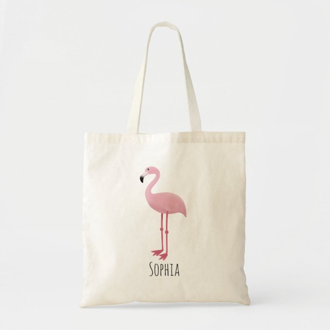 Tote Bag Filles Flamant rose Tropical Rose mignonne Enfants (Devant)