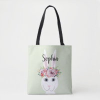 Filles Fleurs Whimsical Aquarelle Rabbit et nom