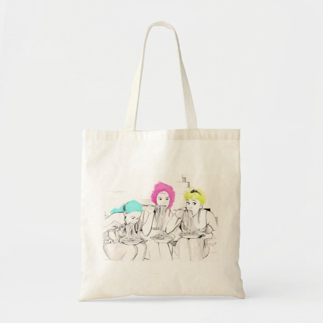 TOTE BAG FILLES MANGEANT SPAGHETTI (Devant)