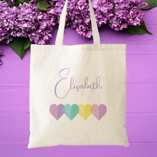 Tote Bag Filles Mignonnes Tendance Cœur Arc-en-ciel Écritur