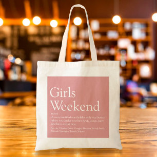 Tote Bag Filles personnalisées Week-end Définition Rose Dus