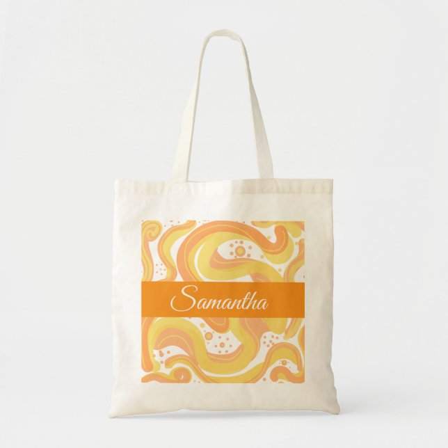 Tote Bag Fils Orangés Et Jaunes Avec Points (Devant)