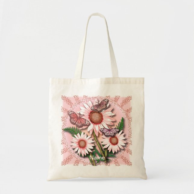 Tote Bag Fils papillon rose (Devant)