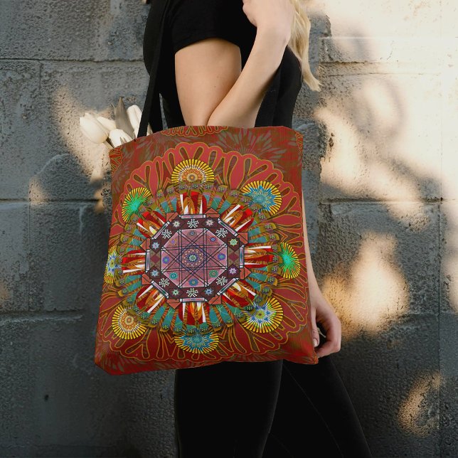 Tote Bag Filtre Floral Rouge de Squire Manipur Mandala (Créateur téléchargé)