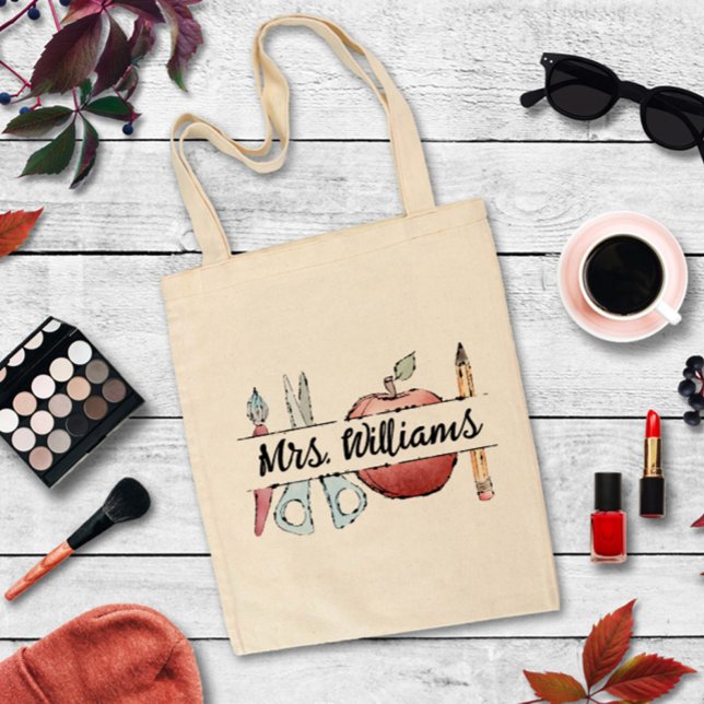 Tote Bag Fin d'année Appréciation de l'enseignant pomme Doo (Créateur téléchargé)