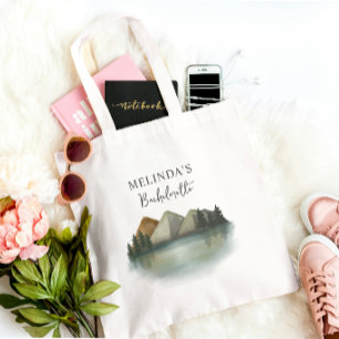 Tote Bag Fin de semaine Rustic Mountain & Lake Bachelorette