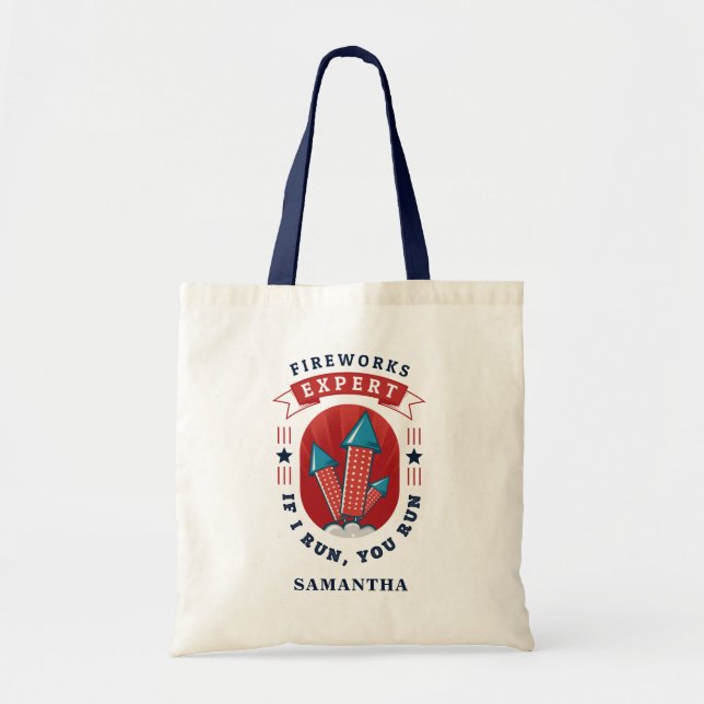 Tote Bag Fireworks Expert Funny Juillet 4 Independence USA (Devant)