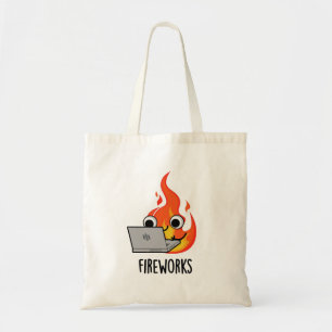 Tote Bag Fireworks Funky Fire Flame Pun