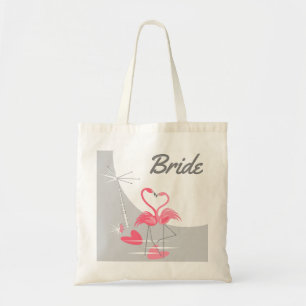 Tote Bag Flamant rose Amour Grande Lune Mariée budget fourr
