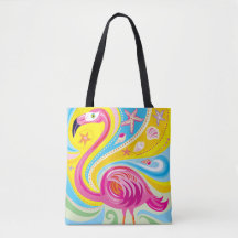 Flamant rose avec étoile de mer