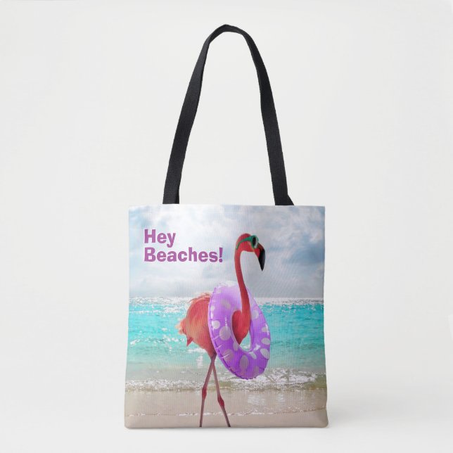 Tote Bag Flamant rose avec tube intérieur (Devant)