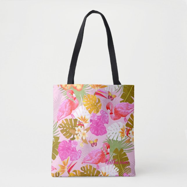 Tote Bag Flamant rose Garden Rose (Devant)