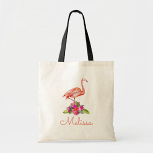 Tote Bag Flamant rose monographique personnalisé Tropical 