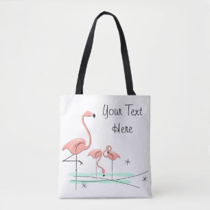 Tote Bag Flamant rose Ocean Trio 4 Texte partout sur fourre