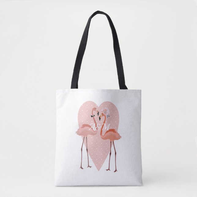 Tote Bag Flamant rose rose chic amour coeur (Devant)