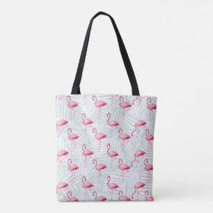 Tote Bag Flamant rose rose et Feuilles de palme - Cute
