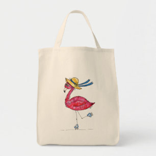 Tote Bag Flamant rose rose mignon et capricieux sur les pat