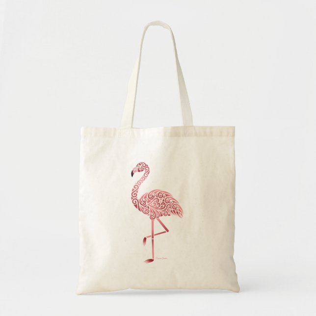 Tote Bag Flamant rose tribal rose funky (Devant)