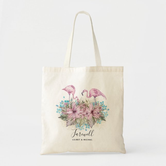 Tote Bag Flamants roses Adieu Adieu Bon Voyage Amis cadeaux (Devant)