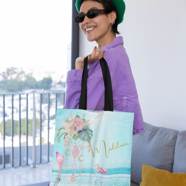 Tote Bag Flamants roses de l'océan de la plage Bijoux Rose  (Créateur téléchargé)