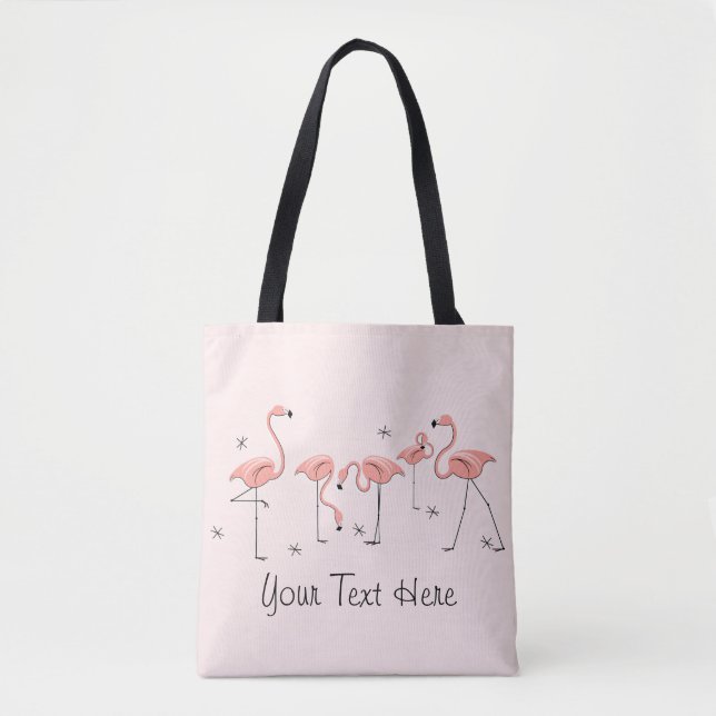 Tote Bag Flamants roses Groupe rose Texte partout sur fourr (Devant)