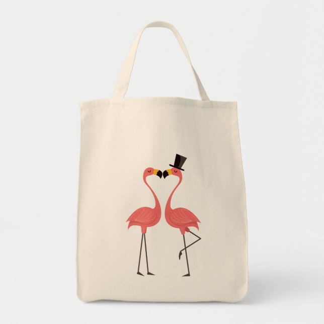 Tote Bag Flamants roses rose tropicale - Mariage, Fête de l (Devant)