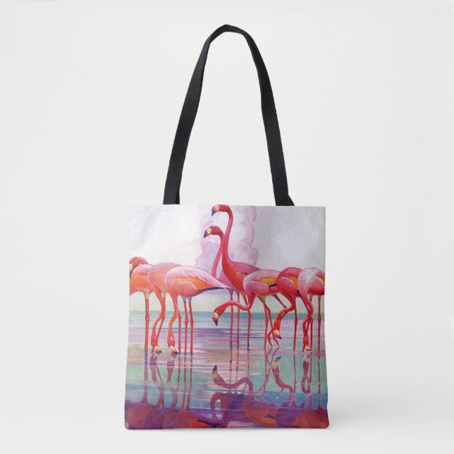 Tote Bag Flamants roses roses par Francis Lee Jaques (Devant)