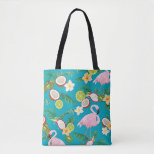 Tote Bag Flamants roses roses : Tropical Seamless Motif