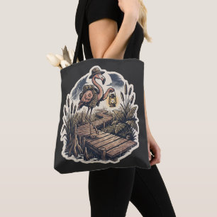 Tote Bag Flamingo Fantôme Vintage Explorateur du Marais Hal