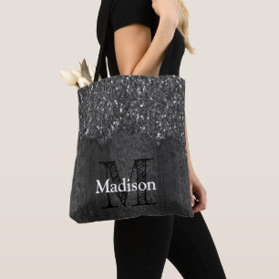 Tote Bag Flamme blanc noir scintille bois rustique Monogram