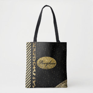 Tote Bag Flamme de glam brillant avec noir et or
