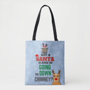 Tote Bag Flammes de neige de la cheminée du Père Noël drôle