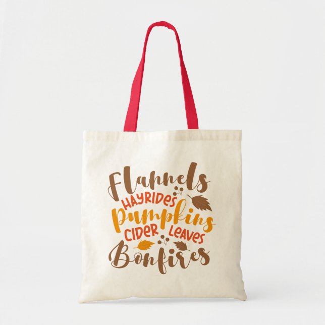 Tote Bag Flannels Hay Rides Citrouille cidre Feuilles Bonfi (Devant)