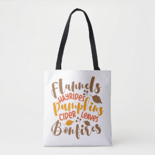 Tote Bag Flannels Hay Rides Citrouille cidre Feuilles Bonfi
