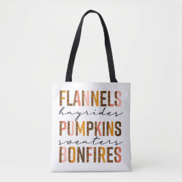 Tote Bag Flannels Hayrides Chandails Citrouille Bonfires Te