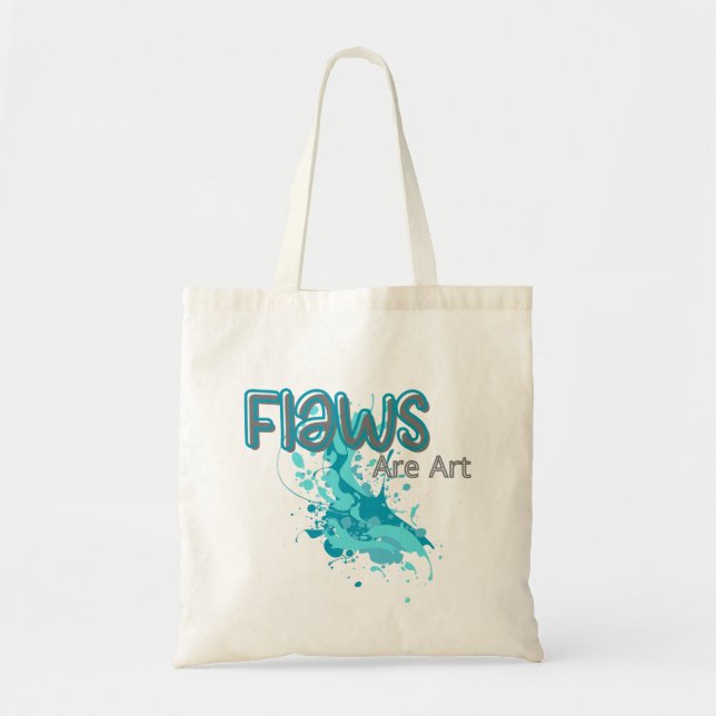 Tote Bag Flaws Are Art – Inspirational Abstract Splash Blue (Devant)